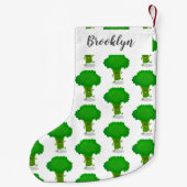Cute kawaii dansende broccoli cartoon illustratie kleine kerstsok (Achterkant)