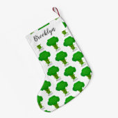 Cute kawaii dansende broccoli cartoon illustratie kleine kerstsok (Achterkant (Hangend))
