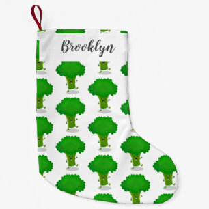 Cute kawaii dansende broccoli cartoon illustratie kleine kerstsok