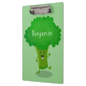 Cute kawaii dansende broccoli cartoon illustratie klembord (Links)