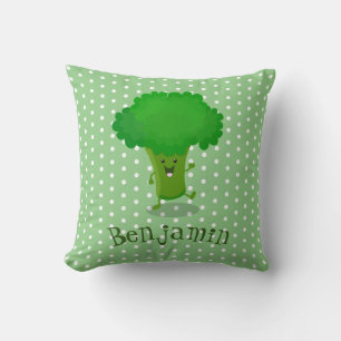 Cute kawaii dansende broccoli cartoon illustratie kussen
