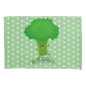 Cute kawaii dansende broccoli cartoon illustratie kussensloop (Voorkant)