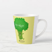Cute kawaii dansende broccoli cartoon illustratie latte mok (Rechts)