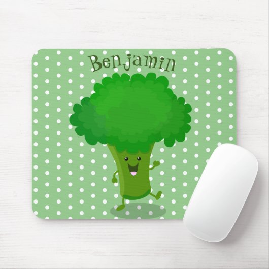 Cute kawaii dansende broccoli cartoon illustratie muismat (Met muis)