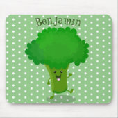 Cute kawaii dansende broccoli cartoon illustratie muismat (Voorkant)