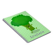 Cute kawaii dansende broccoli cartoon illustratie notitieboek (Rechterzijde)