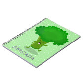 Cute kawaii dansende broccoli cartoon illustratie notitieboek (Linkerzijde)