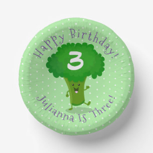 Cute kawaii dansende broccoli cartoon illustratie papieren kommen