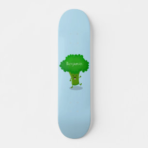 Cute kawaii dansende broccoli cartoon illustratie persoonlijk skateboard