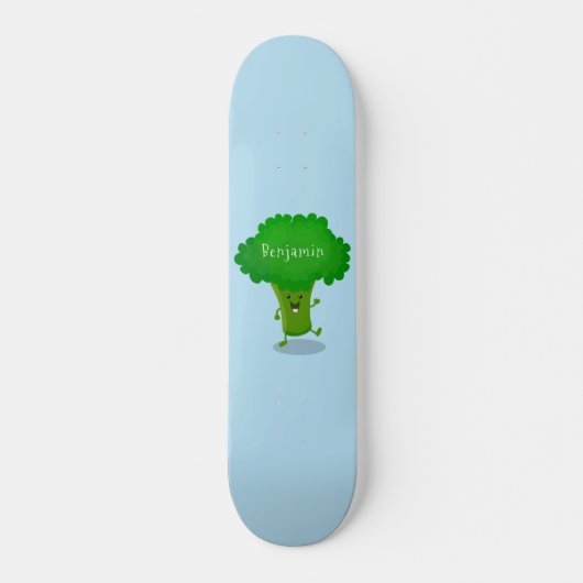 Cute kawaii dansende broccoli cartoon illustratie persoonlijk skateboard (Voorkant)