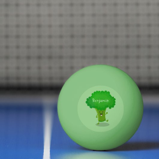 Cute kawaii dansende broccoli cartoon illustratie pingpongbal (Net)