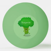 Cute kawaii dansende broccoli cartoon illustratie pingpongbal (Voorkant)