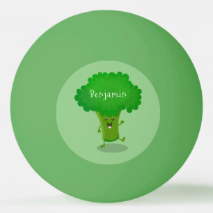 Cute kawaii dansende broccoli cartoon illustratie pingpongbal