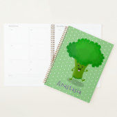 Cute kawaii dansende broccoli cartoon illustratie planner (Display)
