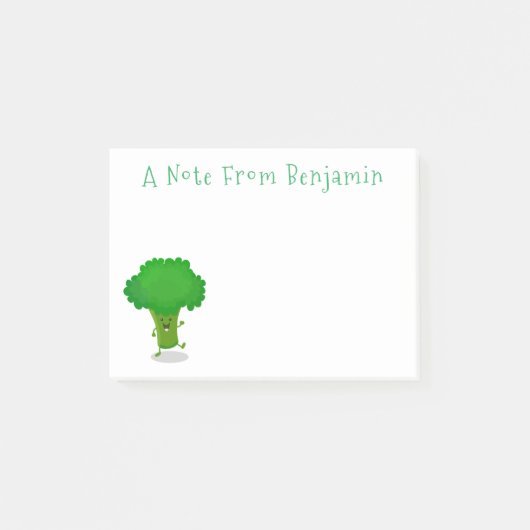 Cute kawaii dansende broccoli cartoon illustratie post-it® notes (Voorkant)