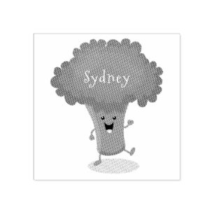 Cute kawaii dansende broccoli cartoon illustratie rubberstempel