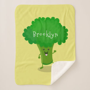 Cute kawaii dansende broccoli cartoon illustratie sherpa deken