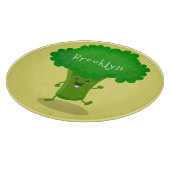 Cute kawaii dansende broccoli cartoon illustratie snijplank (Hoek)