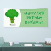 Cute kawaii dansende broccoli cartoon illustratie spandoek (Beurs)