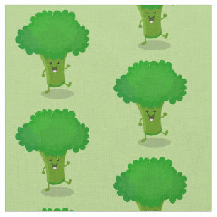 Cute kawaii dansende broccoli cartoon illustratie stof