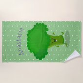 Cute kawaii dansende broccoli cartoon illustratie strandlaken (Voorkant)