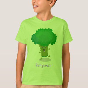 Cute kawaii dansende broccoli cartoon illustratie t-shirt