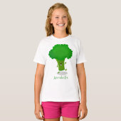 Cute kawaii dansende broccoli cartoon illustratie t-shirt (Voorkant volledig)