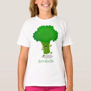 Cute kawaii dansende broccoli cartoon illustratie t-shirt