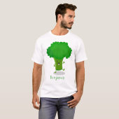 Cute kawaii dansende broccoli cartoon illustratie t-shirt (Voorkant volledig)