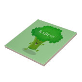 Cute kawaii dansende broccoli cartoon illustratie tegeltje (Zijkant)