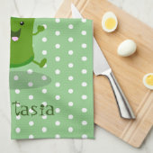 Cute kawaii dansende broccoli cartoon illustratie theedoek (Quarter Fold)