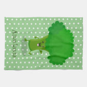 Cute kawaii dansende broccoli cartoon illustratie theedoek (Horizontaal)
