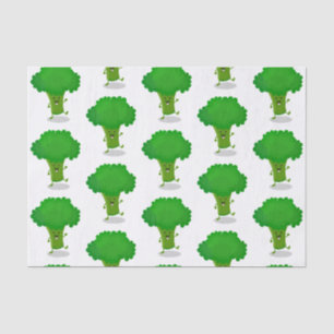 Cute kawaii dansende broccoli cartoon illustratie tissuepapier