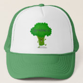 Cute kawaii dansende broccoli cartoon illustratie trucker pet (Voorkant)