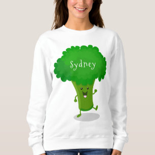 Cute kawaii dansende broccoli cartoon illustratie trui
