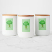 Cute kawaii dansende broccoli cartoon illustratie voedselcontainer etiket (Flessen)