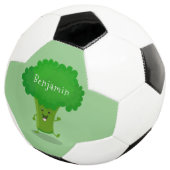 Cute kawaii dansende broccoli cartoon illustratie voetbal (Drie kwart)