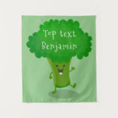 Cute kawaii dansende broccoli cartoon illustratie wandkleed (Voorkant)