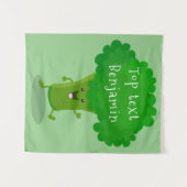 Cute kawaii dansende broccoli cartoon illustratie wandkleed (Voorkant (horizontaal))