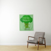 Cute kawaii dansende broccoli cartoon illustratie wandkleed (In situ)
