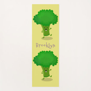 Cute kawaii dansende broccoli cartoon illustratie yogamat