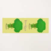 Cute kawaii dansende broccoli cartoon illustratie yogamat (Voorkant (horizontaal))