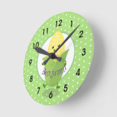 Cute kawaii dansende oor van maïscartoon ronde klok (Hoek)