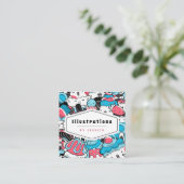 Cute Kawaii Dessert Pattern Graphic Designer Sweet Vierkante Visitekaartje (Staand voorkant)