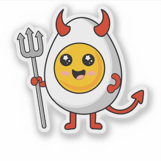 Cute Kawaii Deviled Egg Sticker (Voorkant)