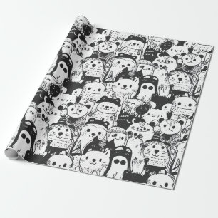 Cute Kawaii Dier Doodle Patroon (1) Cadeaupapier