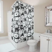 Cute Kawaii Dier Doodle Patroon (2) Douchegordijn (In situ)