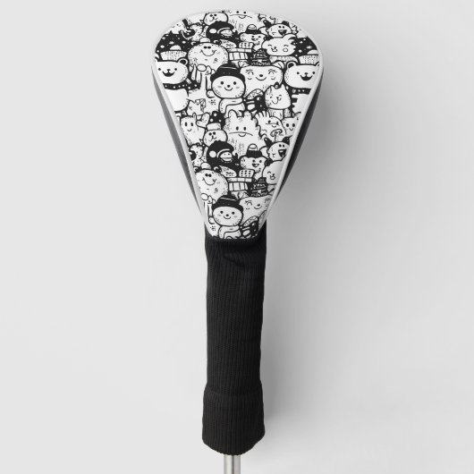 Cute Kawaii Dier Doodle Patroon (2) Golfheadcover (Voorkant)