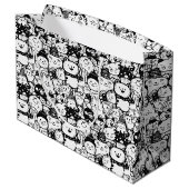 Cute Kawaii Dier Doodle Patroon (2) Groot Cadeauzakje (Achterkant Gekanteld)