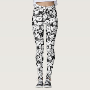 Cute Kawaii Dier Doodle Patroon (2) Leggings